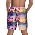 thumbnail image 3 of Kdxio Tropical Palm Tree At Sunset Print Men'S Swim Trunks With Compression Liner 7 Inch Inseam Quick Dry Swim Shorts, 3 of 7