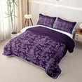 thumbnail image 3 of Erosebridal Purple Baroque Damask Bed Spread Queen for Women Girls, Boho Stripe Flower Queen Coverlet Set, 3 Pieces, 3 of 7