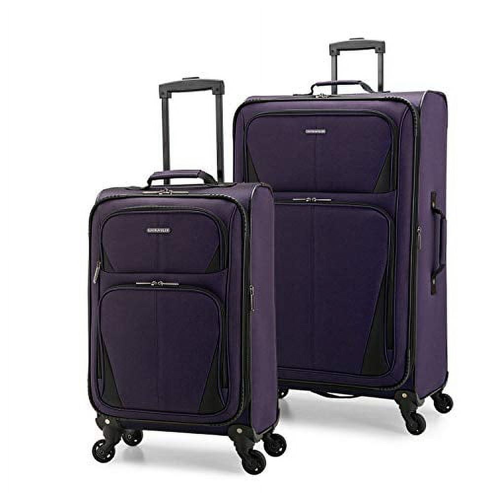 U.S. Traveler Aviron Bay Expandable Softside Luggage Set with Spinner Wheels, Purple, 3-Piece (23/27/31)