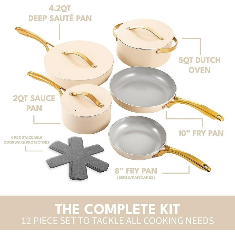 Yatoshi B12 Nonstick Ceramic Cookware Set 7 Piece Compatible W All Stovetops
