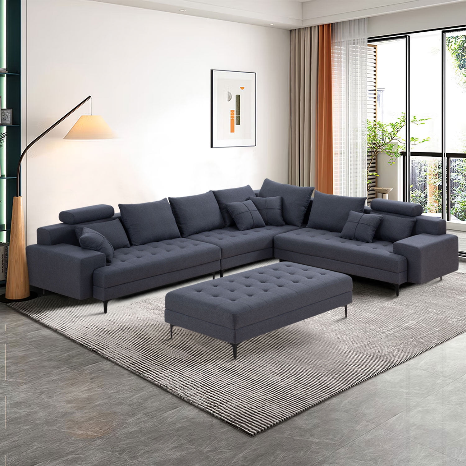 Williamspace 144'' Sectional Sofa Set with Ottoman,Oversized Luxry ...