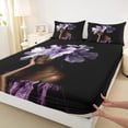 thumbnail image 4 of Castle Fairy Dreamy Violet Blossoms King Sheets 4pcs,Romantic Black Girl Floral Bedding,Purple Lavender Lilac,1 Fitted Sheet, 1 Flat Sheet and 2 Pillowcases, 4 of 6