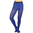 thumbnail image 7 of ToBeInStyle Women's Colorful Opaque Striped Tights Pantyhose Stocking Hosiery - Black/Royalblue - One Size, 7 of 7