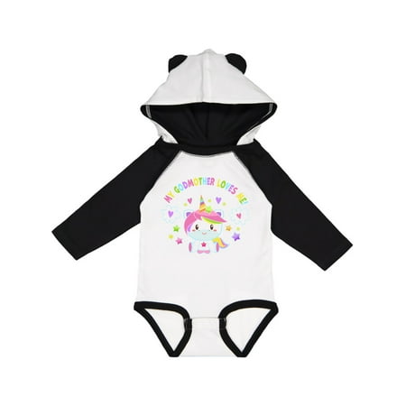 

Inktastic My Godmother Loves Me with Cute Rainbow Unicorn Gift Baby Boy or Baby Girl Long Sleeve Bodysuit
