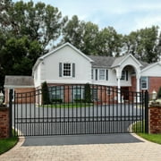 ALEKO Steel Single Swing 18 x 6 feet Black Driveway Gates Paris Style