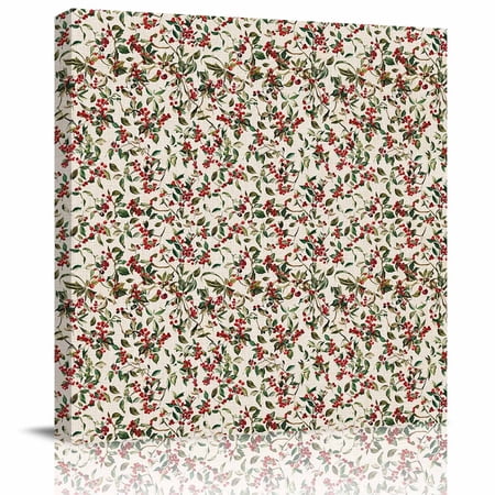 Wall Art Prints Christmas Berry Framed Canvas Prints for Bedroom Living Room Bathroom Office Xmas Botanical Watercolor Green Red Rustic Gallery Wrap Wall Art Poster for Gifts Home Decor 12 x12