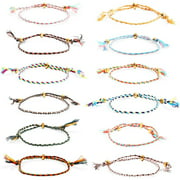 12-Pack Friendship Braided Bracelets, Adjustable Colorful Cord Jewelry for Women & Girls, BFF Gifts