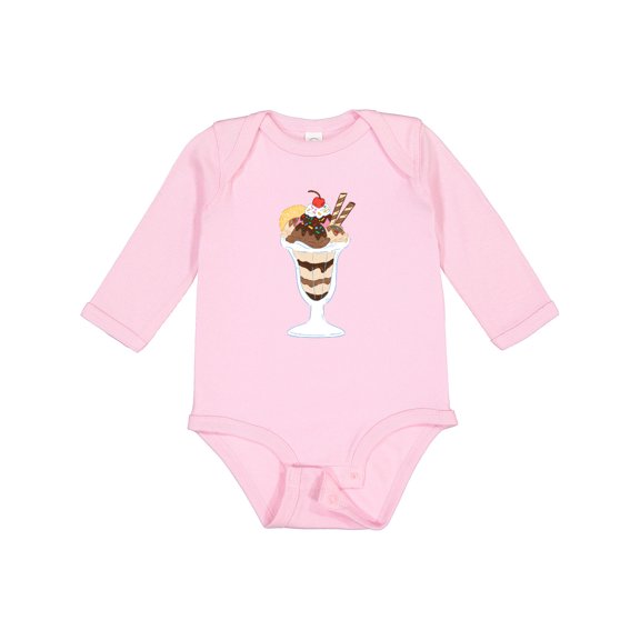 Inktastic Ice Cream Sundae Boys or Girls Long Sleeve Baby Bodysuit