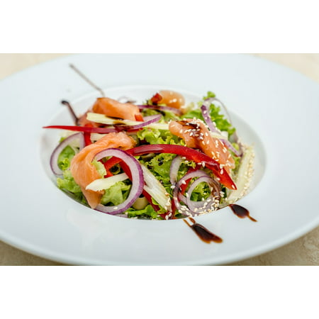 Canvas Print Salad Restaurant Dish Tasty Shrimp Stretched Canvas 32 x