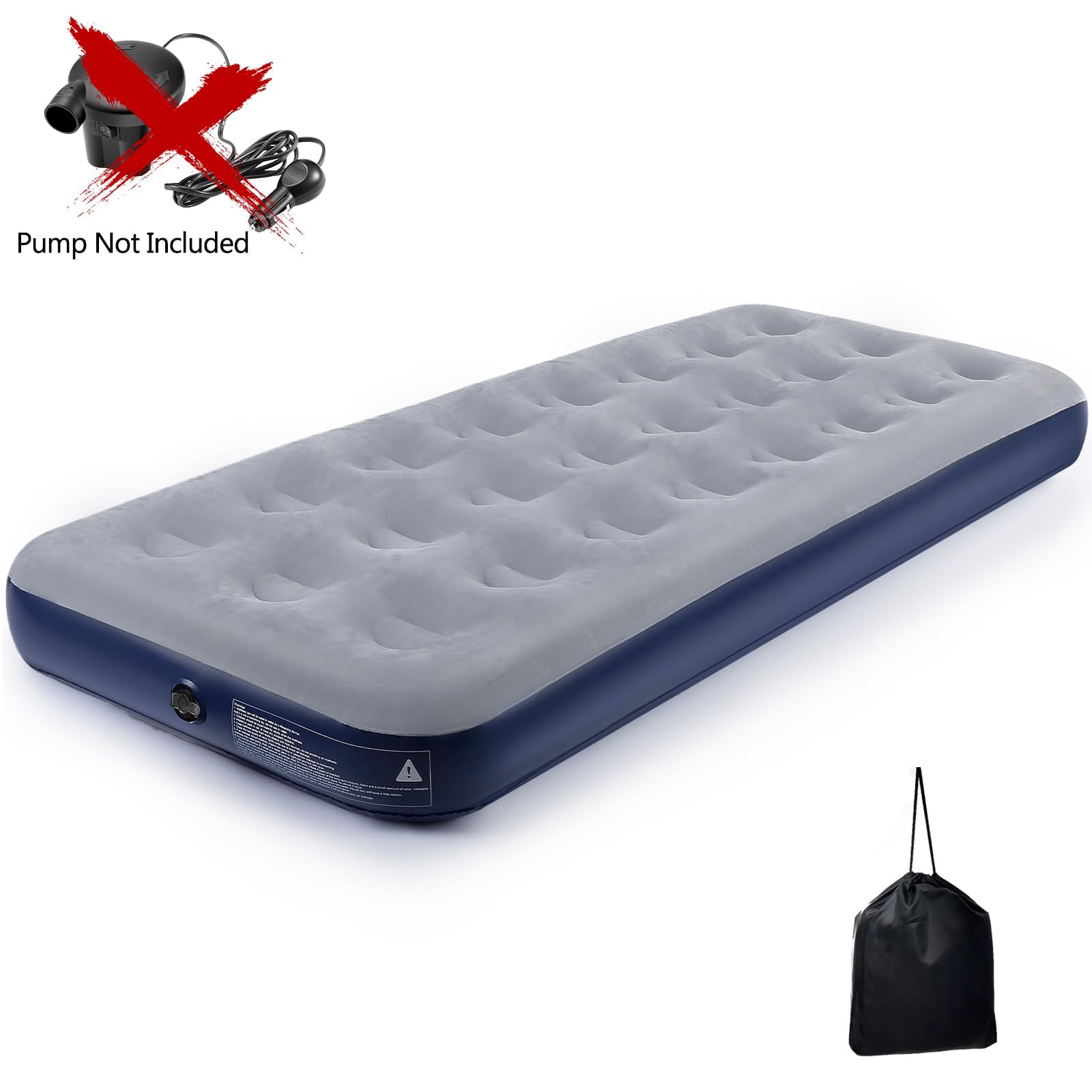 QDH Camping Air Mattress Inflatable Air Bed Flocked Surface Travel Bed Sleeping Pad Air Bed for Outdoor Camping Tent Guest Travelling