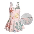 thumbnail image 3 of FOR U DESIGNS Girls One Piece Swimsuit with Skirt Quick Dry Hawaiian Swimwear with Skirt Toddler Girls Swimsuit Sun Protection, Starfish Coral, 3 of 7