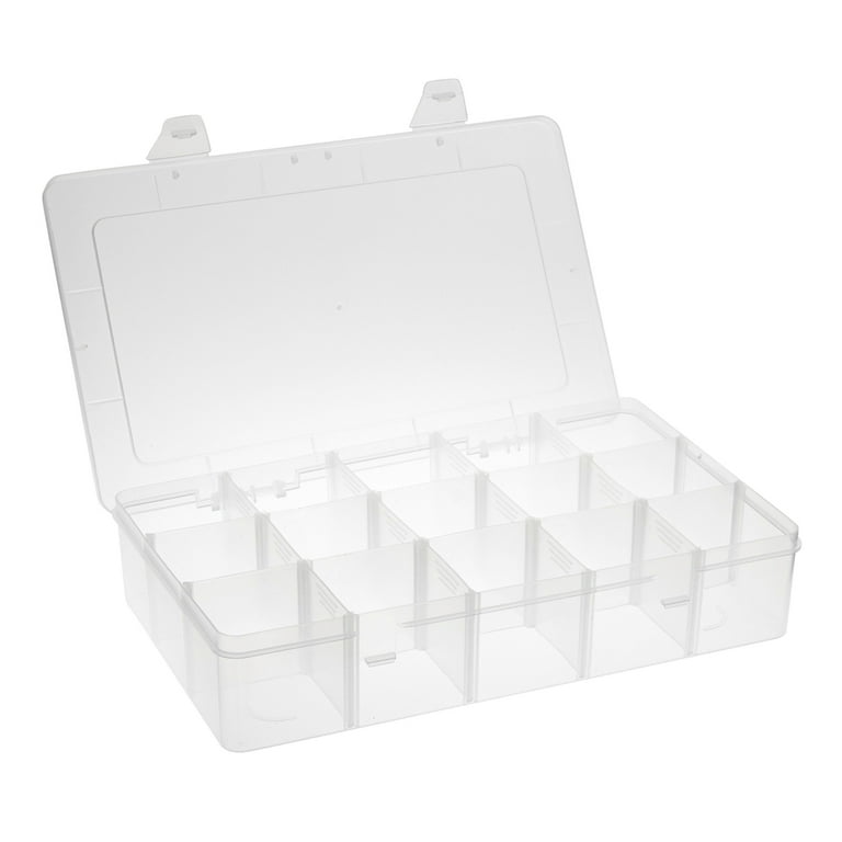 Sympabasic Souffahouse 2 Pack Plastic Small Crafts Storage Boxes with  Adjustable Dividers (15 Grid)