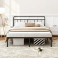 thumbnail image 2 of 12 inches King Size Bed Frame with Minimalist headboard,Metal Platform Base with Strong Metal Slats,Mattress Foundation for Under Bed Storage,Easy Assembly,Black, 2 of 8