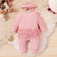 thumbnail image 3 of WOYY Girls Outfits Casual Long Sleeve Romper Jumpsuit Headband Baby Clothes Set, 3 of 4