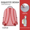 thumbnail image 5 of White Red Checkered Backpack for School,Cute School Bag,Schoolbag with Adjustable Shoulder Straps & Padded Back,15.3"x11"x7.1"., 5 of 6