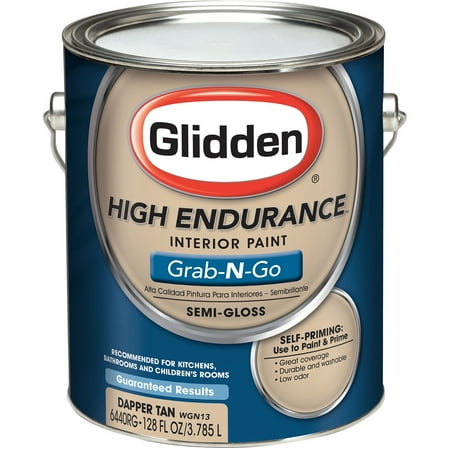 Glidden High Endurance GrabNGo, Interior Paint, SemiGloss Finish, Dapper Tan, 1 Gallon 