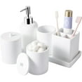 thumbnail image 6 of 6 Pcs Black Bathroom Set Complete with Toothbrush Holder, Lotion Soap Dispenser, 2 Qtip Holder Dispensers,Vanity Tray,Bathroom Tumbler - Countertop Vanity Organizer - Bathroom Accessories Set, 6 of 10