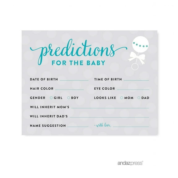 Predictions For Baby Diamond Blue Baby & Co. Baby Shower Game, 20-Pack