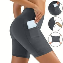 Fglymey Biker Shorts Women - High Waisted Workout Gym Spandex Booty Yoga Volleyball Shorts Dark Gray L