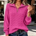 thumbnail image 2 of Klisyaur Womens Cable Knit Sweaters Long Sleeve Collared Zip Up Pullover Tops Loose Comfy Casual Warm Fall Winter Sweater, 2 of 6