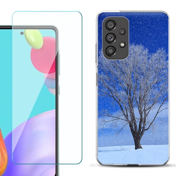 Slim-Fit Fashion Phone Case for Samsung Galaxy A53 5G, with Tempered Glass Screen Protector, by OneToughShield ® - Snowing Tree