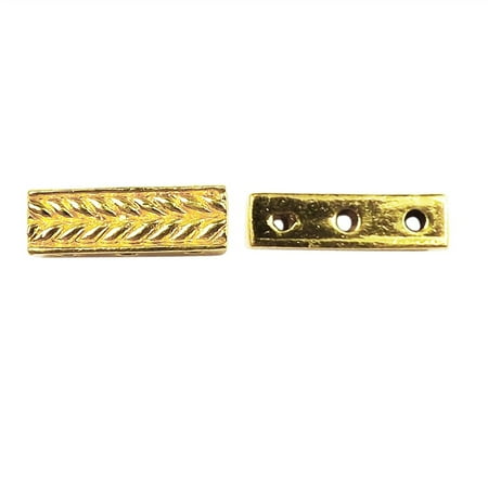 Bar 3 Strand - CG-464 18K Gold Overlay Multi Strand Grain Design Spacer Bar With 3 Hole