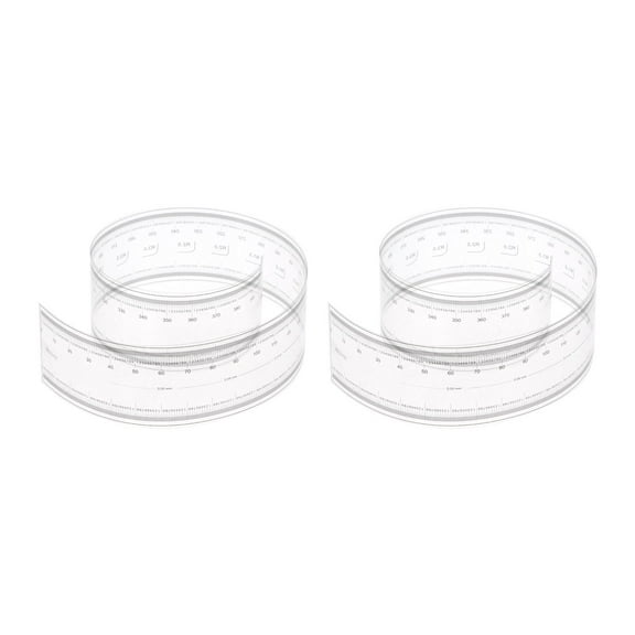 Uxcell 2pcs Film Flexible Ruler 40cm 0.1mm Scale with R Angle & Width Lines PET Plastic Folding Straight Ruler