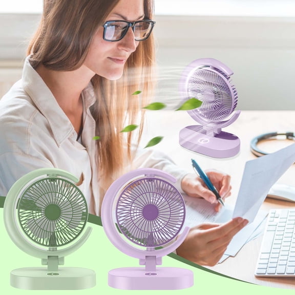 3 Speed Foldable Desk Fan with Light 18650 Battery USB Rechargeable Portable Mini Fan Adjustable Angle for Home Office Travel by PALIFEUR