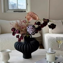 XGFHYJEH Donut Vase - Black Large Ceramic Vase - Minimalist Nordic, Table Centerpiece, Olive Plant, Wedding, Living Room, Bookshelf, Office, Modern Home, Entryway, Console