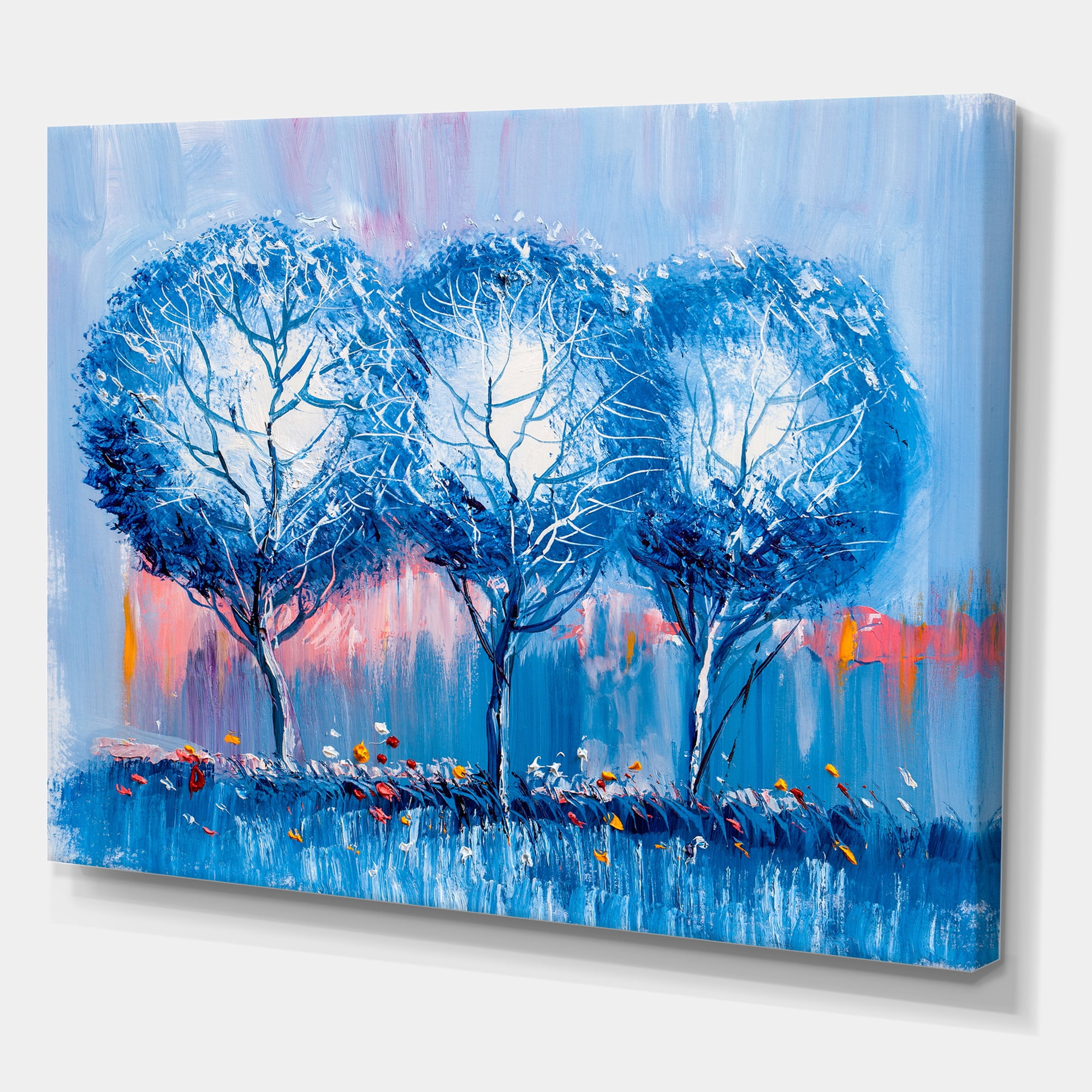 Designart ' Colourful Landscape Trees Impressionist III ' Modern Canvas Wall Art Print