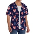 thumbnail image 2 of Rateoe American Stars Pattern Men's Short Sleeve Classic Shirt, Casual Short-Sleeved Shirt, Lightweight Summer Shirt, Cuban Collar Shirt,Button-Front Shirt-XX-Large, 2 of 5