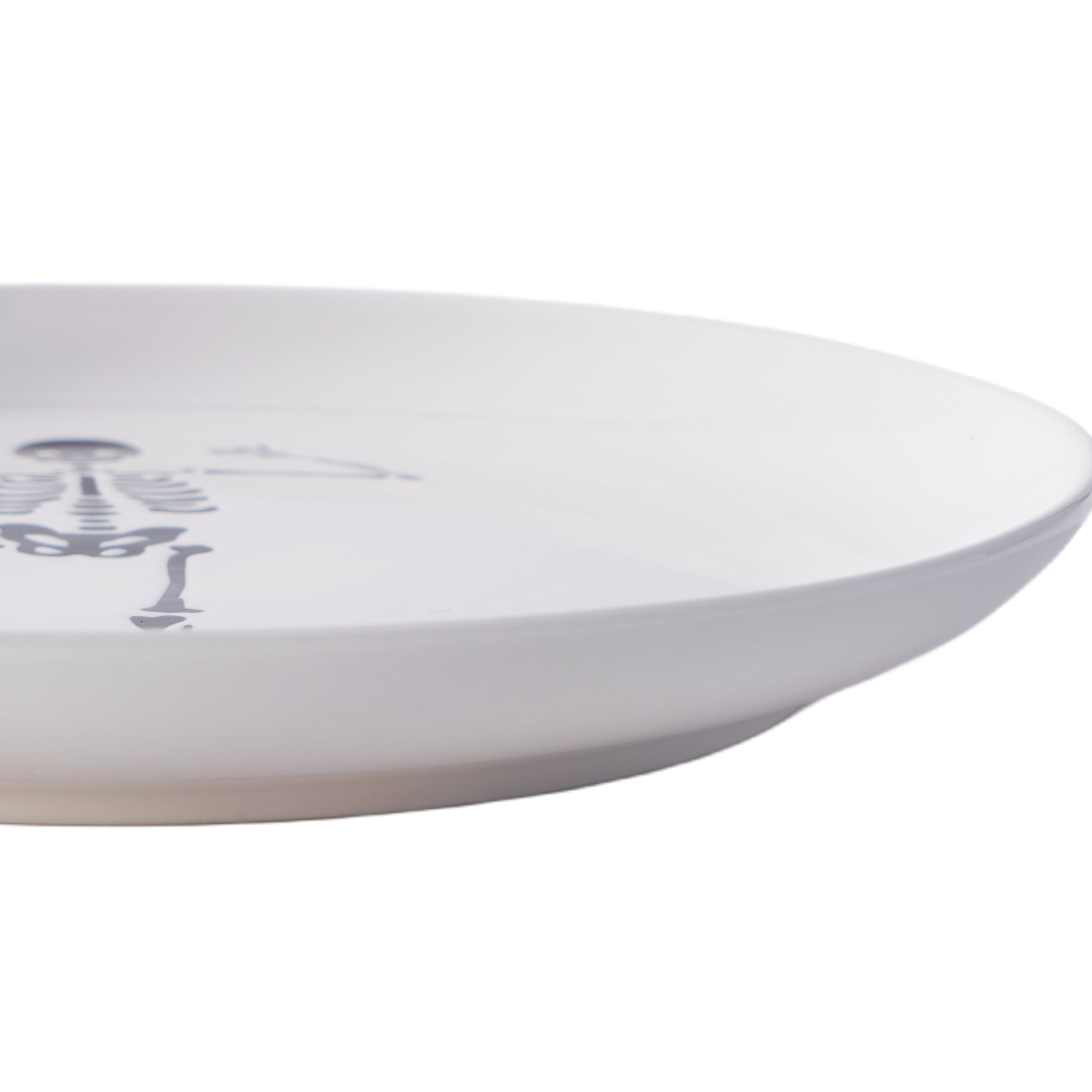 Way to Celebrate Halloween 4Pk Ceramic Dancing White Skeleton Appetizer Plates
