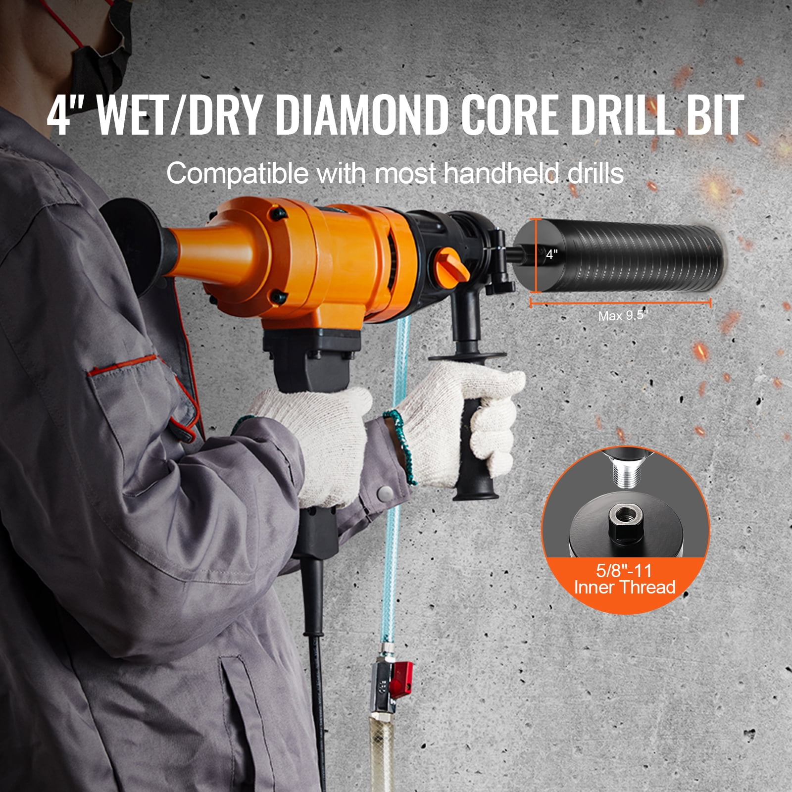 KFFKFF 4" Wet/Dry Diamond Core Bit Core Drill Bit for Brick Block with Pilot Bit
