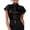 Black, variant on Women's Silk Satin Button Down Shirts Ruffle Short Sleeve Collar Blouses 2026 Summer Business Casual Work Office Tops White M