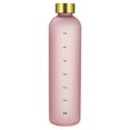 thumbnail image 1 of Plastic Space Cup Large-Capacity Transparent Frosted Water Cup Copper Lid Water Bottle with Time Marker 1000ML Pink, 1 of 6