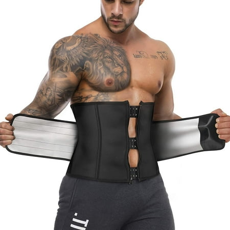 

CtriLady Waist Trainer for Men Sauna Sweat Belt Trimmer Neoprene-Free Waist Cincher Slimming Workout Shaper Waist Band(Black Large)