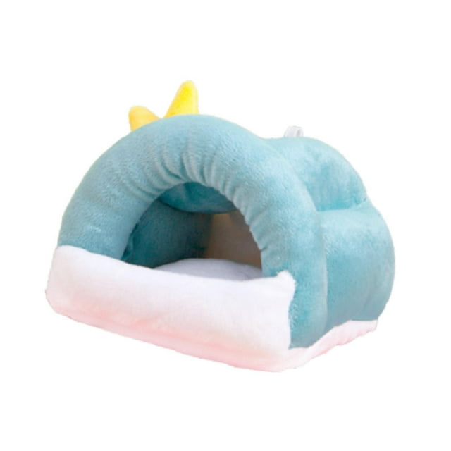 Nido de hámster semicerrado, linda cueva para mascotas, cama para chinchillas, conejillos de indias, ratones Azul claro
