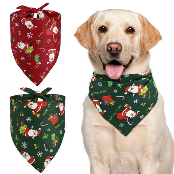 Christmas Pet Bib, Festive Dog Drool Bandana for Holiday Parties & Photo Shoots | Adjustposable & Reusable Christmas Pattern Bibs for Cats and Dogs