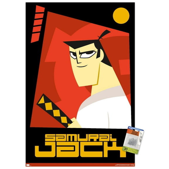 Samurai Jack - Red Wall Poster with Pushpins, 22.375" x 34"