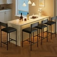 thumbnail image 1 of BeesClover Bar Stools Set of 4, 37 Inch Barstools With Metal Legs PU Seats Chairs With Backrest Kitchen Height Upholstered Stools With Footrest Breakfast Bar Stools, 1 of 7