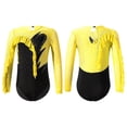 thumbnail image 5 of YEAHDOR Girls Figure Skating Bodysuit Shiny Rhinestone Long Sleeve Gymnastics Dance Leotard Yellow 12, 5 of 6