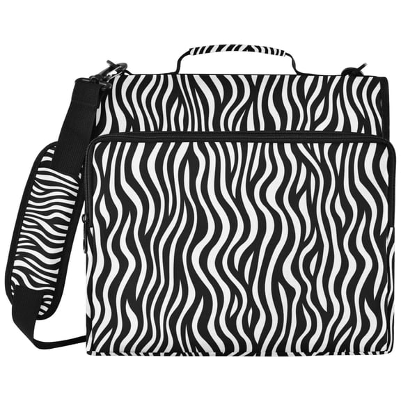 ALAZA Zipper Binder Wavy Black Pattern 2 inch 3 Ring 500 Sheet Capacity Trapper Keeper File Folder Organizer Bag