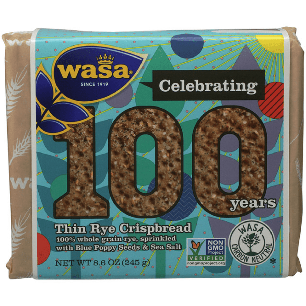 Wasa Thin Rye Poppy Seeds Crispbread, 8.6oz(Pack of 12)