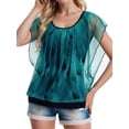 thumbnail image 3 of Am Direct Women's Round Neck Printed Pleated Casual T-Shirt, 3 of 4