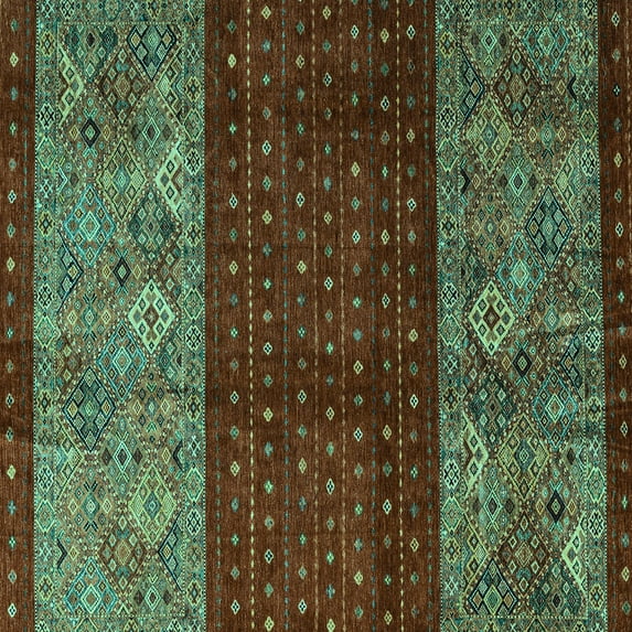 Ahgly Company Machine Washable Indoor Square Southwestern Turquoise Blue Country Area Rugs, 7' Square