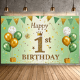 thumbnail image 6 of Glittery Gold 1st Birthday Banner with Crown Balloons and Party Flags Background, Ideal for Birthday Party Decorations Photography Props Happy Birthday Celebrations, 6 of 8