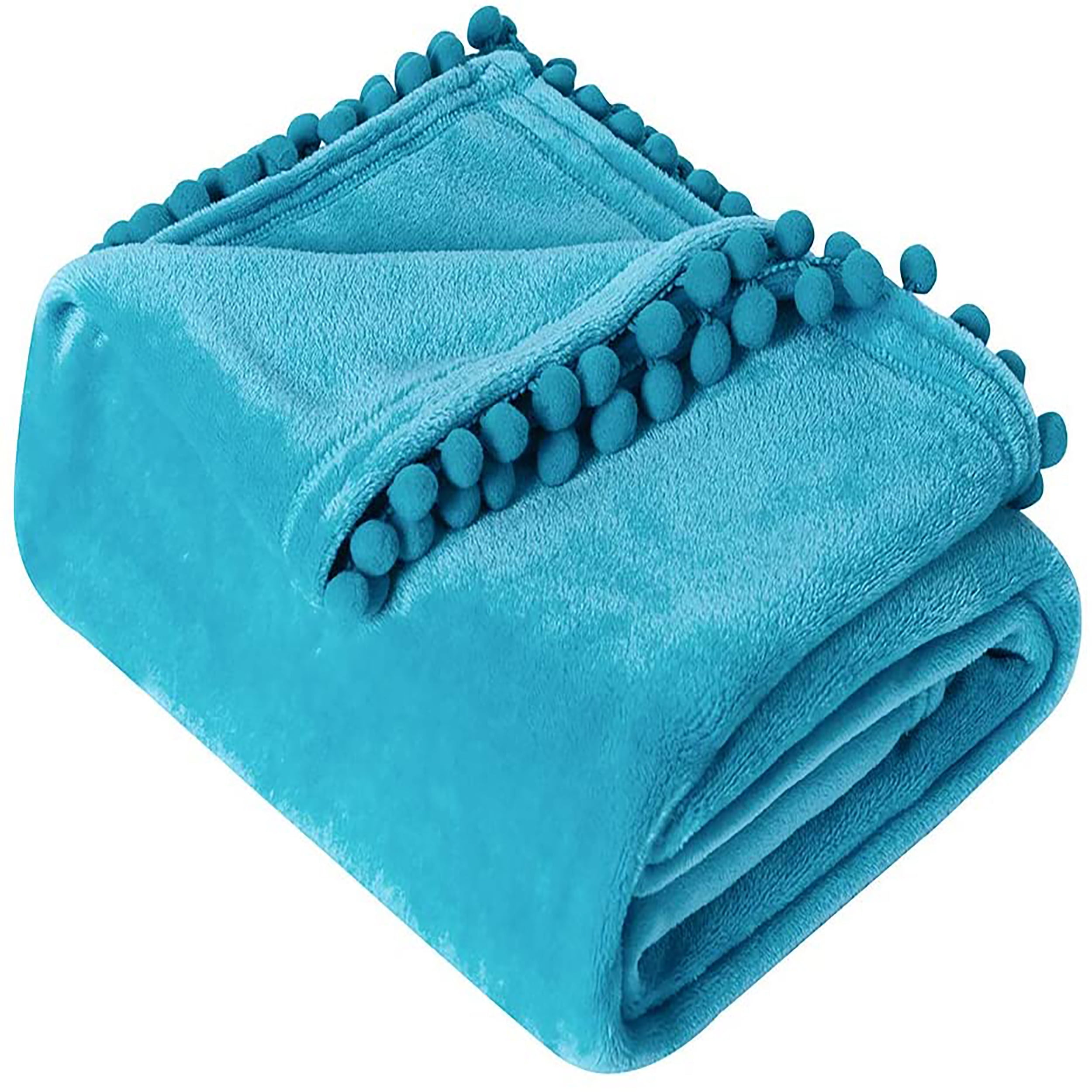 Flannel Fleece Luxury Blanket Twin Size Lightweight Cozy Plush Microfiber Solid Blanket Soft Warm Cozy Kids Teen Blanket Blue, 60x80inch-Twin 
