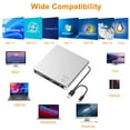 thumbnail image 4 of External CD DVD Drive LightScribe CD/DVD +/-RW Burner Player Writer Optical Disk Reader Portable CD DVD Drive for Laptop Mac MacBook PC Windows 11 10 Linux OS, 4 of 8