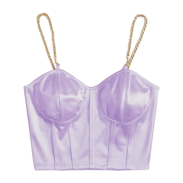 Fashion Women‘s Solid Color Chain Strap Vest Tight Fitting Basic Camisole