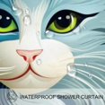 Cat Waterproof Bathroom Curtains Shower Curtain Set with Hook Printed